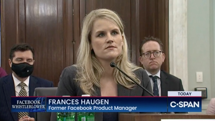 Frances Haugen testifies before the Senate Judiciary Committee. 