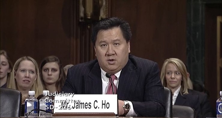 Judge James C. Ho speaks during his Senate confirmation hearing.